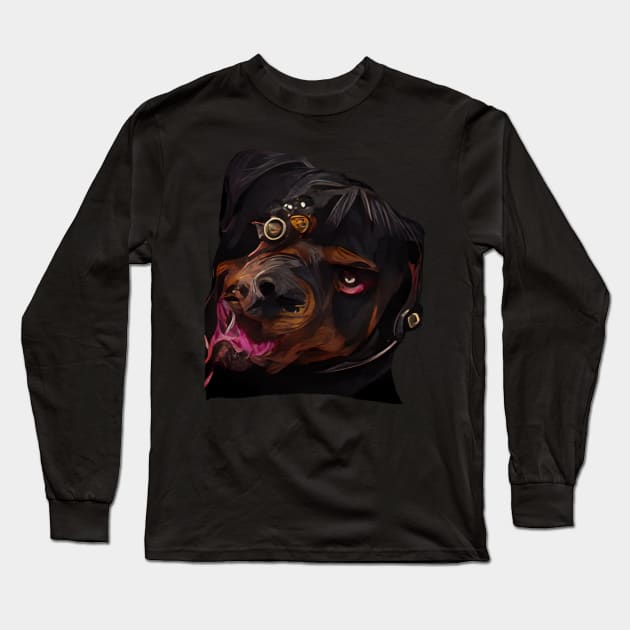 Rottweiler Steampunk gothic art Long Sleeve T-Shirt by Freedomink